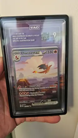 🔥Pokemon 151- Charizard EX #199 TAG 9 MINT - WITH EXTENDED ART & CASE!! - Image 1