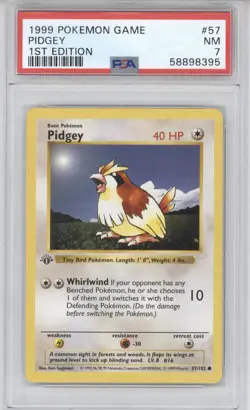 1999 Pokemon Base Set Pidgey 1st Edition PSA 7 #57/102 - Image 1