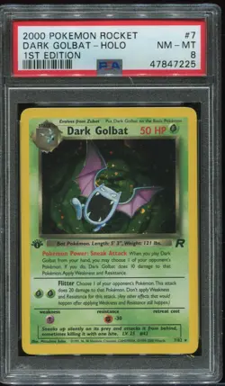 Dark Golbat #7 HOLO PSA 7 1st Edition Team Rocket 2000 Pokemon (#2604) - Image 1