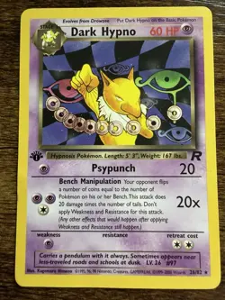 Pokemon TCG Dark Hypno Card 26/82 1st Edition LP Condition - Image 1