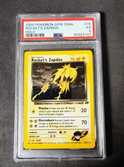 Pokemon TCG Rockets Zapdos Holo Card 15/132 PSA 5 Gym Challenge - Image 1