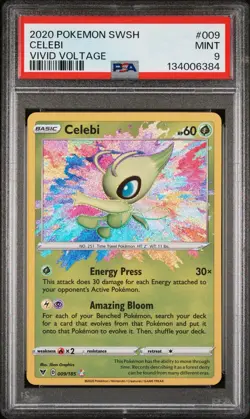 Pokemon TCG Celebi Vivid Voltage Holo Card 009/185 Amazing Rare Psa 9 - Image 1