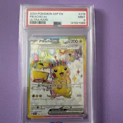 PSA 9 Mint Pikachu ex 219/191 Ultra Rare Surging Sparks SSP Pokemon Card - Image 1