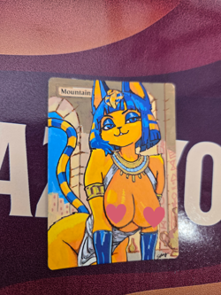 MTG Mountain, Ankha Waifu, Hand Painted by BAZAYO, Alter Card, 18+ - Image 1