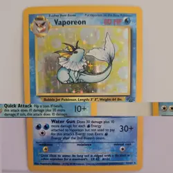 Pokemon Vaporeon Jungle Holo Rare 12/64 Unlimited 80 HP Stage 1 1999 English - Image 2