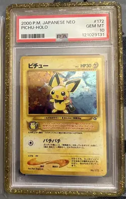 2000 Pokemon Japanese Neo Genesis Pichu Holo #172 PSA 10 GEM MINT - Image 1