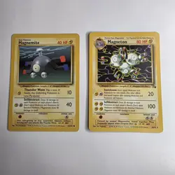 Pokemon TCG Magneton Fossil 11/62 Non Holo and Magnemite Base Set 53/102 Gen 1 - Image 1