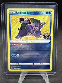Pokemon Card TCG - Radiant Blastoise 018/078 Radiant Holo Rare - Pokemon GO - NM - Image 1