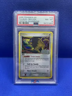 2006 Pokemon ex Crystal Guardians Tauros Rev Holo PSA 8 12/100 H3 - Image 1