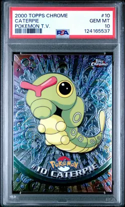 2000 TOPPS CHROME POKEMON T.V. #10 CATERPIE PSA 10 - Image 1