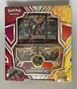 Pokemon Sun & Moon Trainer Kit Promo Box RARE + 3 Booster Packs Crimson Invasion - Image 1