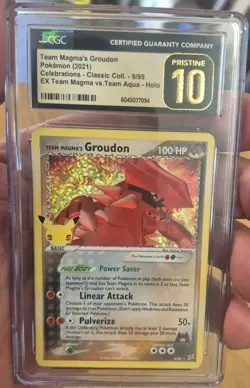 CGC Pristine 10 Pokemon Team Magma's Groudon Celebrations Classic Holo #9 - Image 1