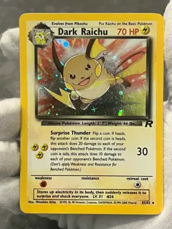 Pokemon TCG Dark Raichu 83/82 Team Rocket Unlimited Holo MP - Image 3
