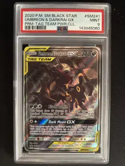 Pokemon TCG Umbreon & Darkrai GX SM241 PSA 9 - Image 1