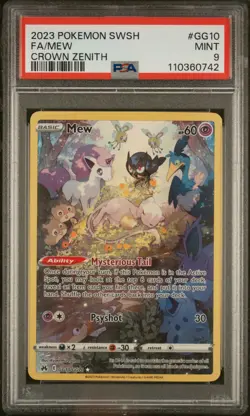2023 POKEMON SWORD & SHIELD CROWN ZENITH #GG10 FULL ART/MEW PSA 9 - Image 1