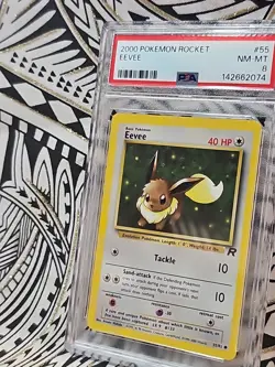 Eevee #55 1st Edition Team Rocket 2000 Pokemon PSA 8 Near Mint-Mint - Image 5
