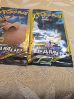 🔥 Pokemon Sun & Moon TEAM UP Booster Pack Lot (2 Packs) – 3 Card Mini – Sealed - Image 3