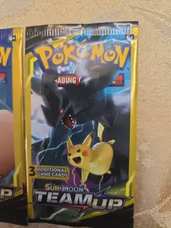 🔥 Pokemon Sun & Moon TEAM UP Booster Pack Lot (2 Packs) – 3 Card Mini – Sealed - Image 5