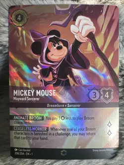 Disney Lorcana TCG the First Chapter Mickey Mouse Wayward Sorcerer Card - Image 1