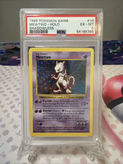 Mewtwo - 10/102 - 1999 Holo Rare Base Set Shadowless Pokemon Card PSA 6 - Image 1