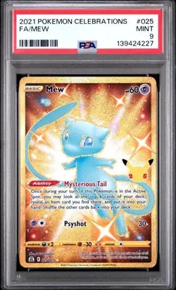 Pokemon Mew TCG 2021 Gold Celebrations Card 025/025 Full Art Secret Rare PSA 9 - Image 1