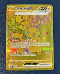 Pokemon Prismatic Evolutions - Pikachu EX 179/131 Hyper Rare Gold Card - NM/M - Image 1