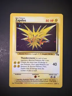 Zapdos Holo 15/62 Fossil Set Pokemon Card 1999 WOTC Vintage Rare LP - Image 1