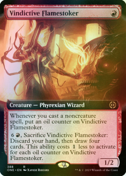 MTG Vindictive Flamestoker Extended Art Foil ** All Will Be One ** English - Image 1