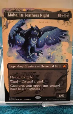 Maha, Its Feathers Night (Borderless) Bloomburrow Regular - Image 1