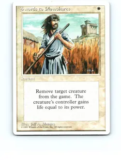 Swords to Plowshares White #302 Uncommon Fourth Edition MTG NP Exc/Exc+ - Image 1