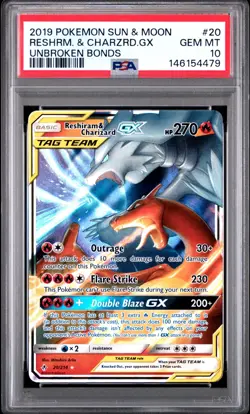 Pokemon Card Reshiram & Charizard GX 20/214 Sm-Unbroken Bonds 2019 Holo PSA 10 - Image 3