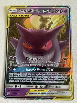 Pokemon Gengar & Mimikyu GX 53/181 Team Up Ultra Rare Holo HP240 English TCG - Image 1