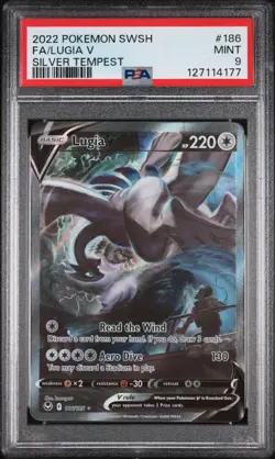 2022 POKEMON SWORD & SHIELD SILVER TEMPEST #186 FULL ART/LUGIA V PSA 9 - Image 1