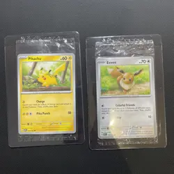 Sealed Eevee + Pikachu Pokemon Together 151 Stamped Exclusive PC Promos!!! - Image 1