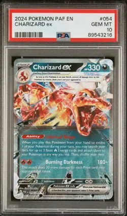 2024 Pokemon PAF EN Charizard EX #54 Paldean Fates PSA 10 - Image 1