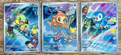 Pokemon First Partner Illustration Rare Turtwig Chimchar Piplup 30th Anniversary - Image 1