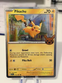 Pokemon TCG Halloween Trick Or Trade 2024 Pikachu #18/91 Cosmos Common - Image 1