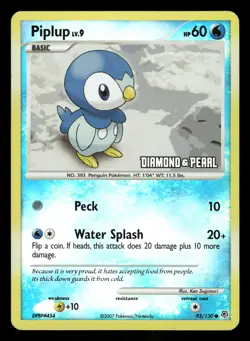 Pokemon Piplup Common Diamond and Pearl 93/130 MP Reverse Holo Stamped - Image 1