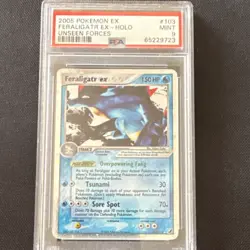 2005 Pokemon Feraligatr ex Ultra Rare Holo Unseen Forces 103/115 PSA 9 - Image 1