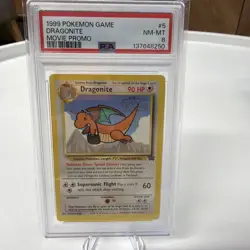 1999 POKEMON GAME MOVIE PROMO #5 DRAGONITE PSA 8 - Image 1