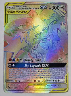 Pokemon Moltres Zapdos & Articuno GX 69/68 Hidden Fates Tag Team Rainbow Pokemon - Image 1