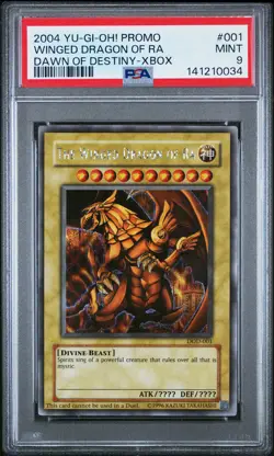 2004 YU-GI-OH! PROMO DAWN OF DESTINY-XBOX #001 THE WINGED DRAGON OF RA PSA 9 - Image 1