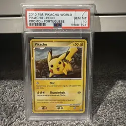 Pokemon Pikachu World Coll. PORTUGUESE Holo Promo PSA 10 Gem Mint (Damage case) - Image 1