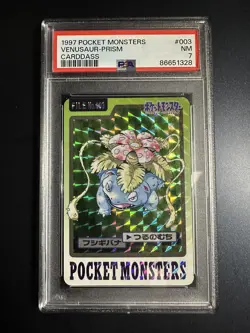 Pokemon 1997 Japanese Pocket Monsters Carddass #003 VENUSAUR Prism PSA 7 NM - Image 1