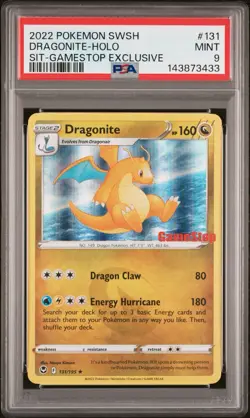 2022 POKEMON SWSH S/T #131 DRAGONITE-HOLO SIT-GAMESTOP EXCLUSIVE PSA 9 - Image 1