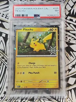 Pikachu #025 Holiday Calendar Pokemon PSA 7 Near Mint - Image 1