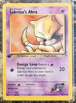 Pokemon 2000 Gym Heroes Sabrina's Abra 1st Edition 91 LP - Image 1