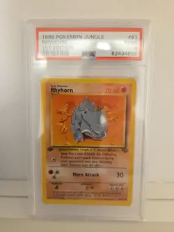 1999 POKEMON JUNGLE RHYHORN 1ST EDITION #61 PSA MINT 9 - Image 1