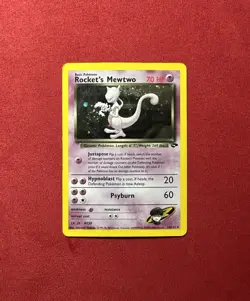 2000 Pokemon Gym Challenge Rocket's Mewtwo 14/132 Holo WITH SWIRL 🌀 MP - Image 1