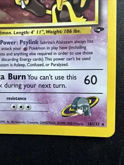 POKEMON Sabrina's Alakazam 16/132 Gym Challenge Holor Rare (swirl) - Image 4
